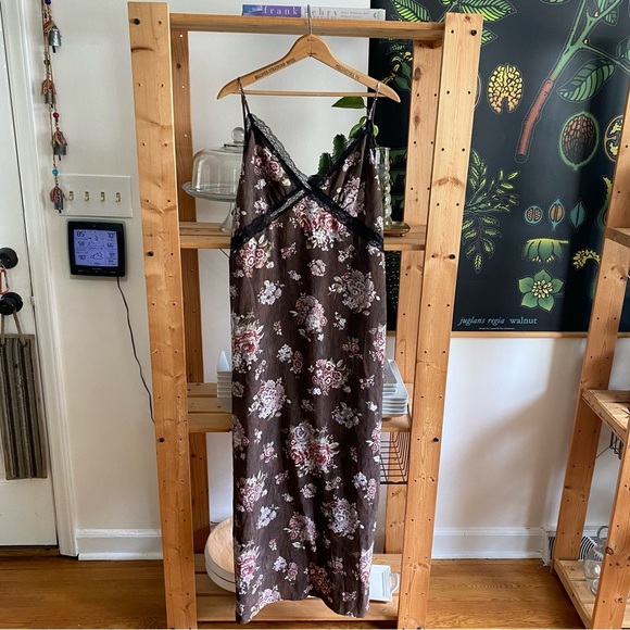 Brock Collection X H&M Brown Floral Lace Maxi Slip Dress - Picture 4 of 11